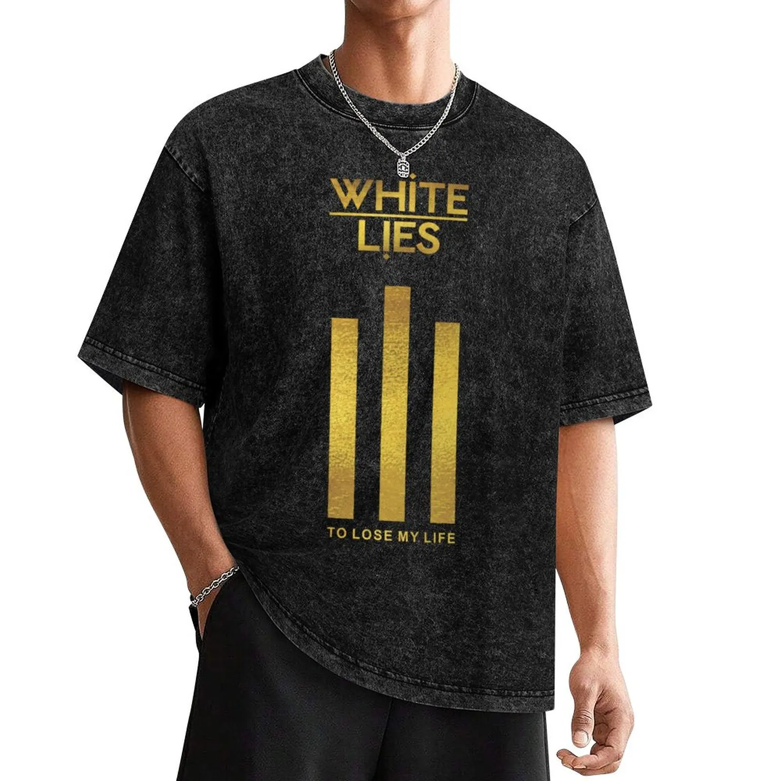 

WHITE LIES BAND T-Shirt man t shirt summer top korean fashion Men's clothing