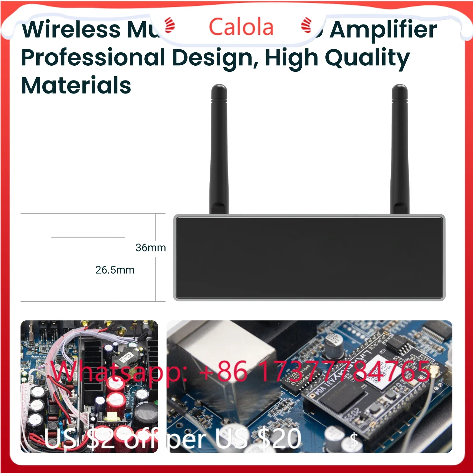 RAKOIT A50+ Mini Digital Multiroom Amplifier 2.0 Channel Class D HiFi 50W 24V DC