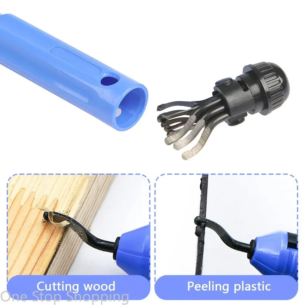 10pcs Rotary Deburr Blades Set with Handle Debur Knife Hand Metal Deburring Tool for Wood/Plastic/Aluminum/Copper and Steel