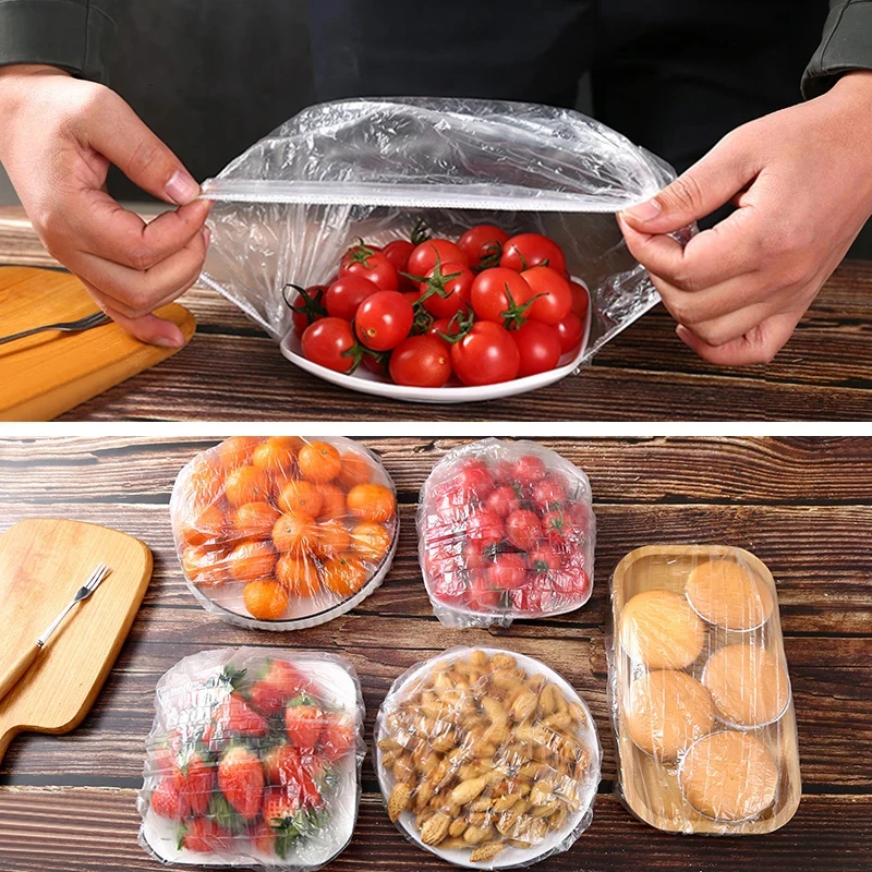50/500pcs Disposable Food Cover Plastic Wrap Durable Elastic Food Lids For Bowls Elastic Plate Covers For Kitchen Food Saver Bag