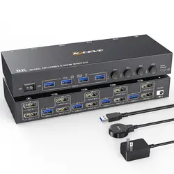 KCEVE KVM Switch 4 Computer 2 monitor Displayport USB 3.0 KVM Switcher supporta 4K @ 60Hz per Computer 4 DP condividi 2 monitor DP