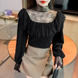 Fashionable Lace Base Shirt for Women Stylish and High-end with Ruffled Edges Fashionable and Beautiful Top