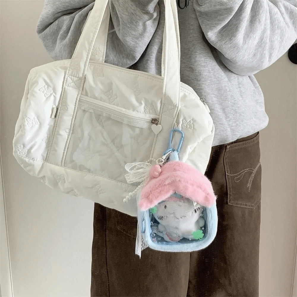 New Cartoon House Shape Bag Transparent Portable Display Box Backpack Pendant Dustproof Data Cable Storage Bag