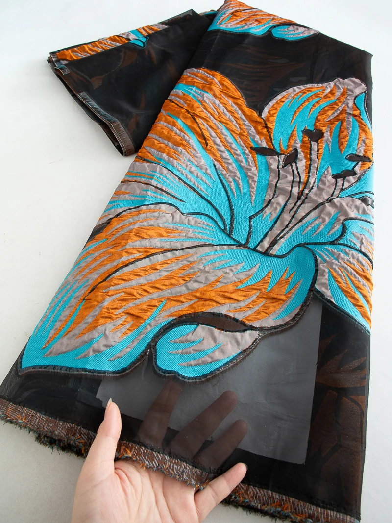 

2025 High Quality Nigerian Gild Jacquard Lace Fabric African Brocade Lace Fabric For Sewing Women Wedding Party Dresses,5yards