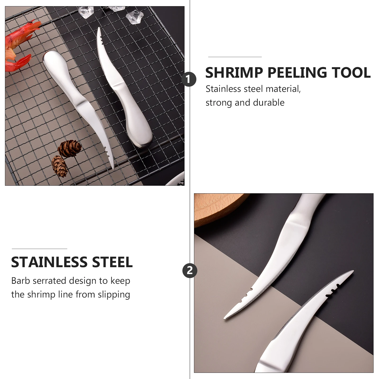 

Shrimp Peeling Tool Stainless Steel Lightweight Portable Deveining Seafood Cleaner Tools for Home Hotel Restaurant