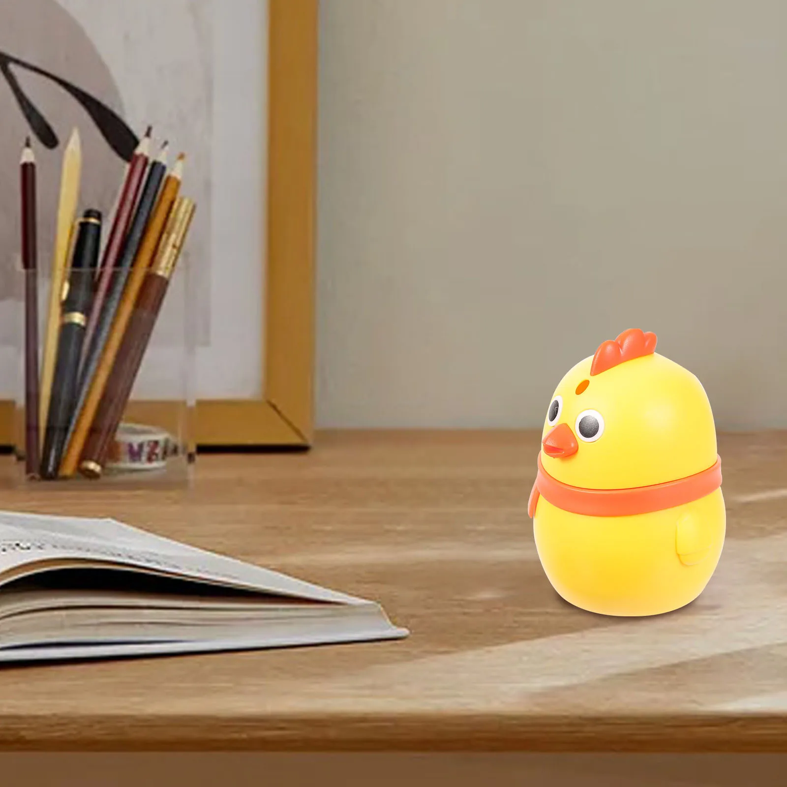 

Creative Cartoon Chick Toothpick Holder Press-Type Storage Box Small Desktop Toothpick Dispenser for Home Kitchen Use