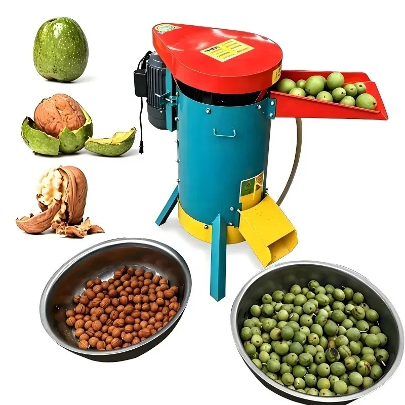 Vertical Green Walnut Dehulling Machine, Electric Peeler for Fresh Wet Walnuts, Small Household Walnut Husking Stripper