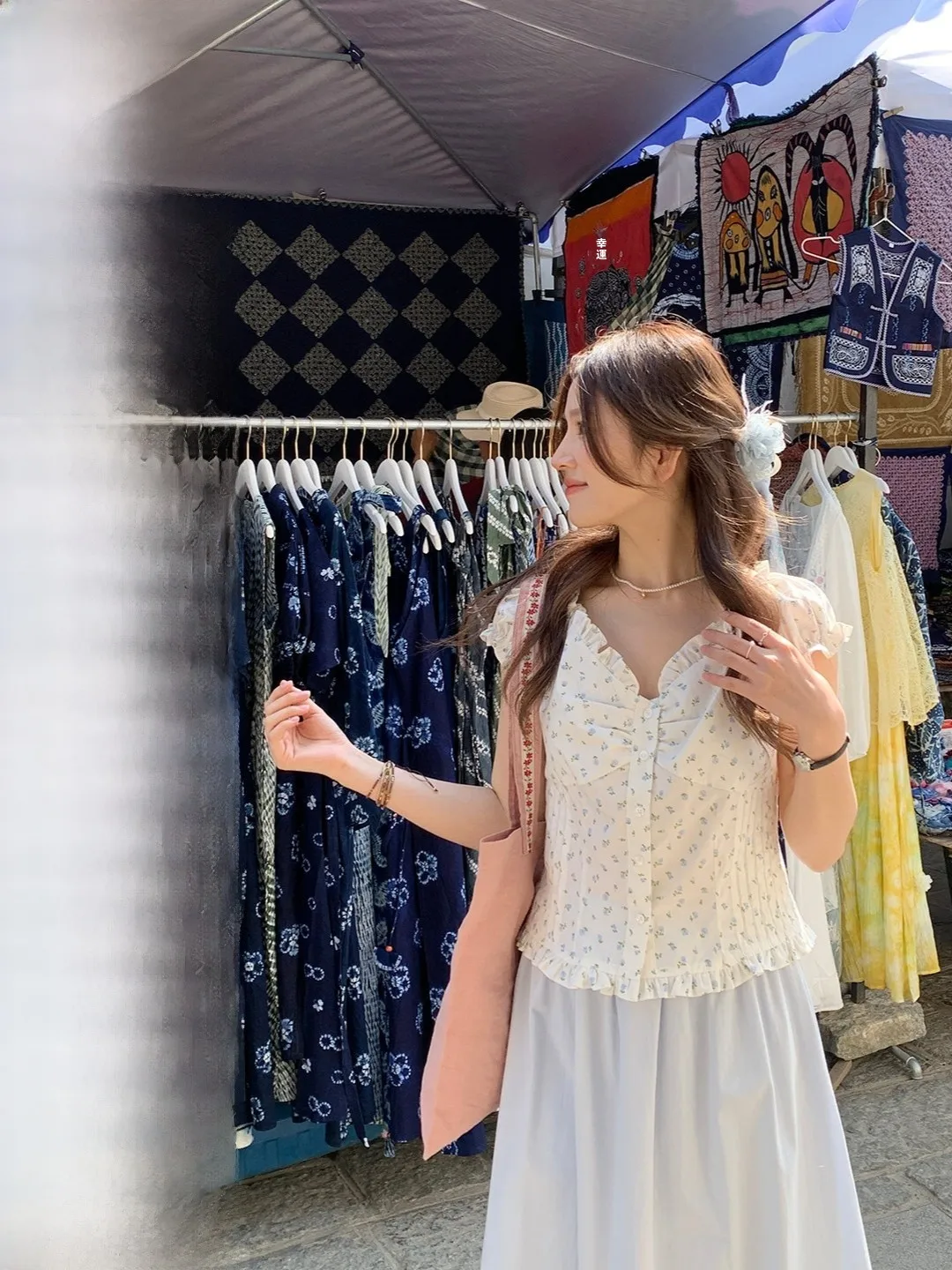 

French Sle Floral Print ort Sve V-Ne irt Wooden Design Breathable Cotton Casual irt for Young Women