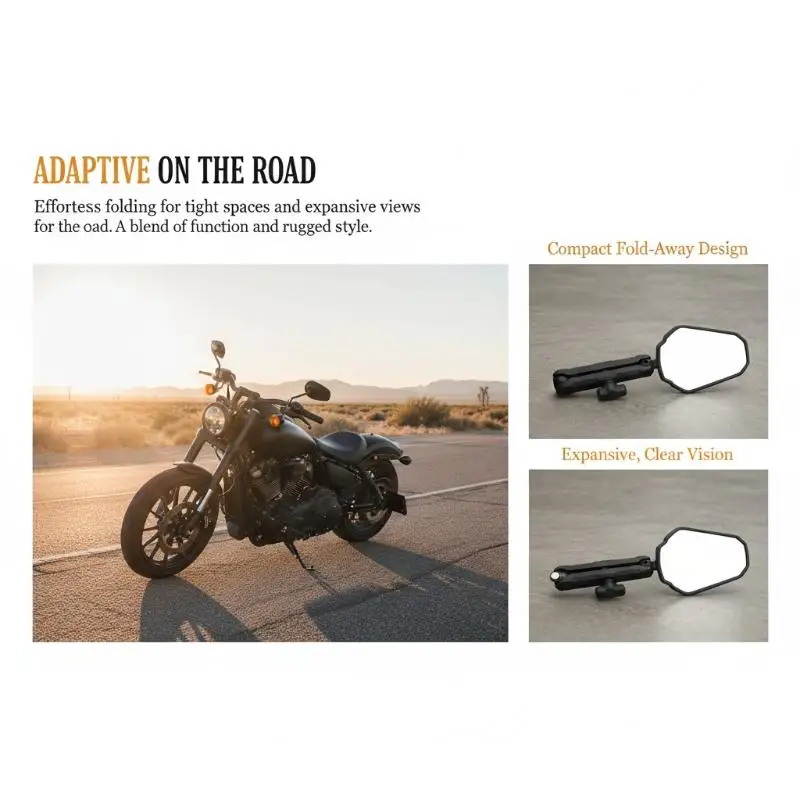 Universal Foldable Aluminum Motorcycle Rearview Mirror Anti Theft Wide Angle Mirror Side Mirror For ADV Off Road Bike