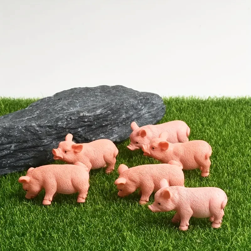 

3/6pcs Farm Pig Landscape Miniature, Realistic Plastic Decorative Animal Figurines for Home & Garden Ornaments Decorations
