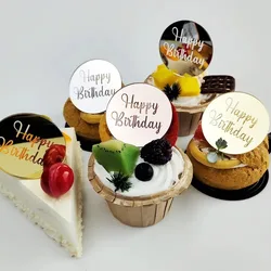 Happy Birthday Cake Toppers Round Cupcake Toppers for Kids Birthday Baby Shower Party Cake Decorations Dessert Toppers Supplies