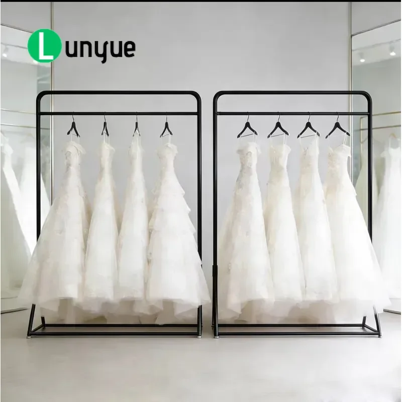 Black Floor to Ceiling Wedding Dress Display Rack Studio Gown Hanger for Chinese Xiuhe Clothing Veil Storage Stand Space
