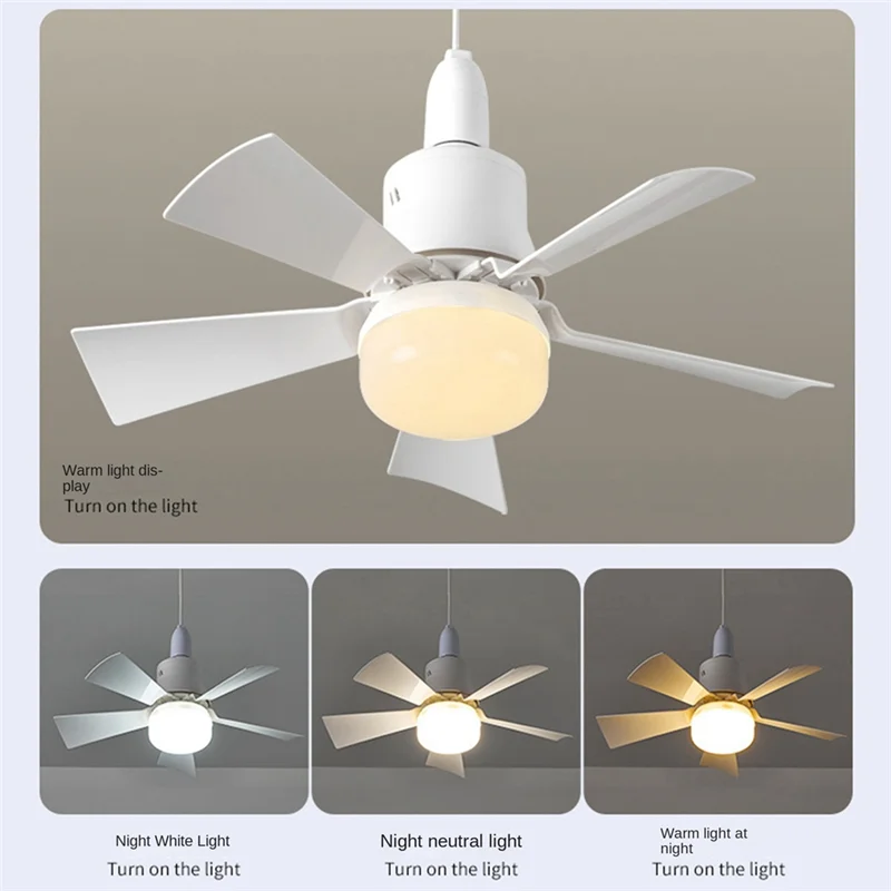 AB46-Socket Fan Light Small Ceiling Fan With Light And Remote, Screw In Ceiling Fan Light For E27 Base, For Bedroom Kitchen Dura