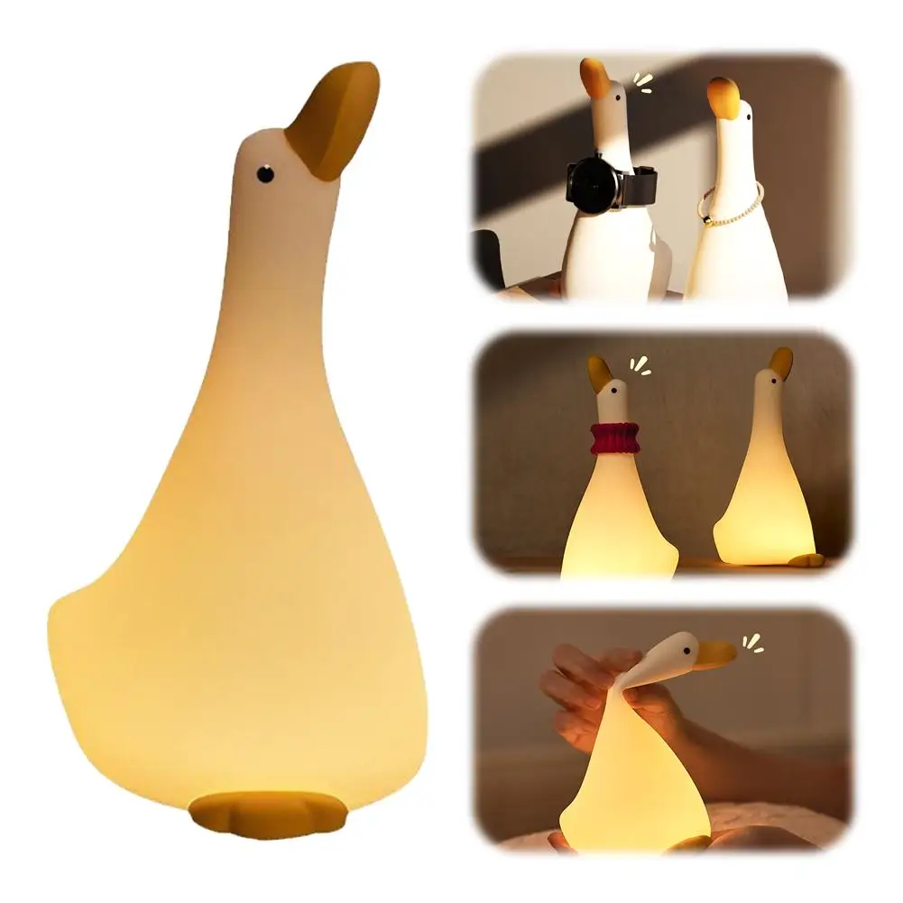 Desenhos animados Duck Shape Night Light, cor quente, silicone macio, ajustável, adequado para o berçário do bebê, U4a4