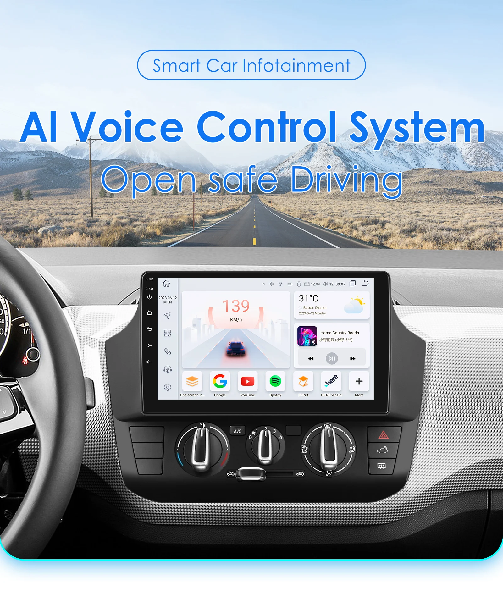 2Din 360Camera Car Intelligent Systems Android 13 Car Radio for Volkswagen UP! Manual A/C Multimedia Player Autoradio Carplay 4G