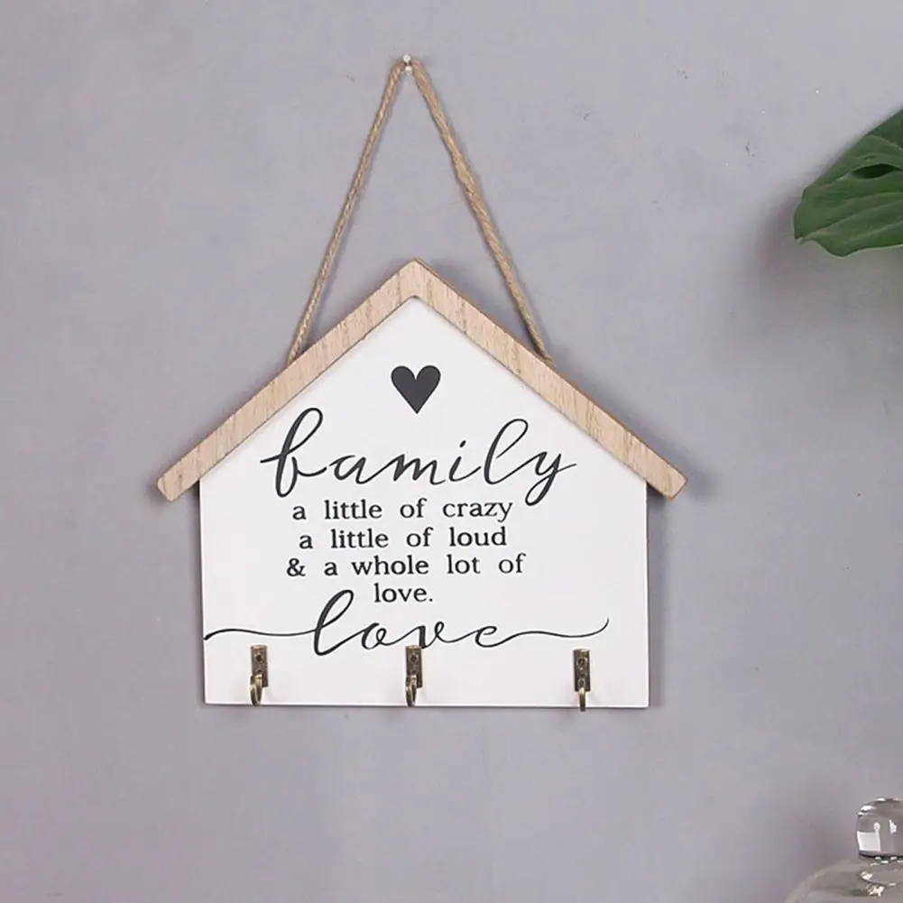 Rustic Wood Key Rack Wall Wooden Key Holder with 3 Hooks Decorative Key Organizer Mail Rack with Shelves for Entryway for Wall