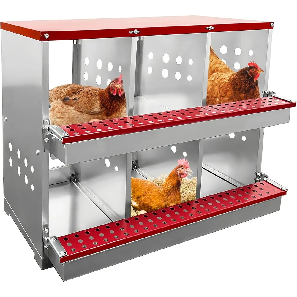 

Chicken Nesting Boxes for Laying Eggs,Metal Coop for 6 Chickens,Roll Away Nesting Boxes,Easy Egg Collection,Brooder Box for Rabb