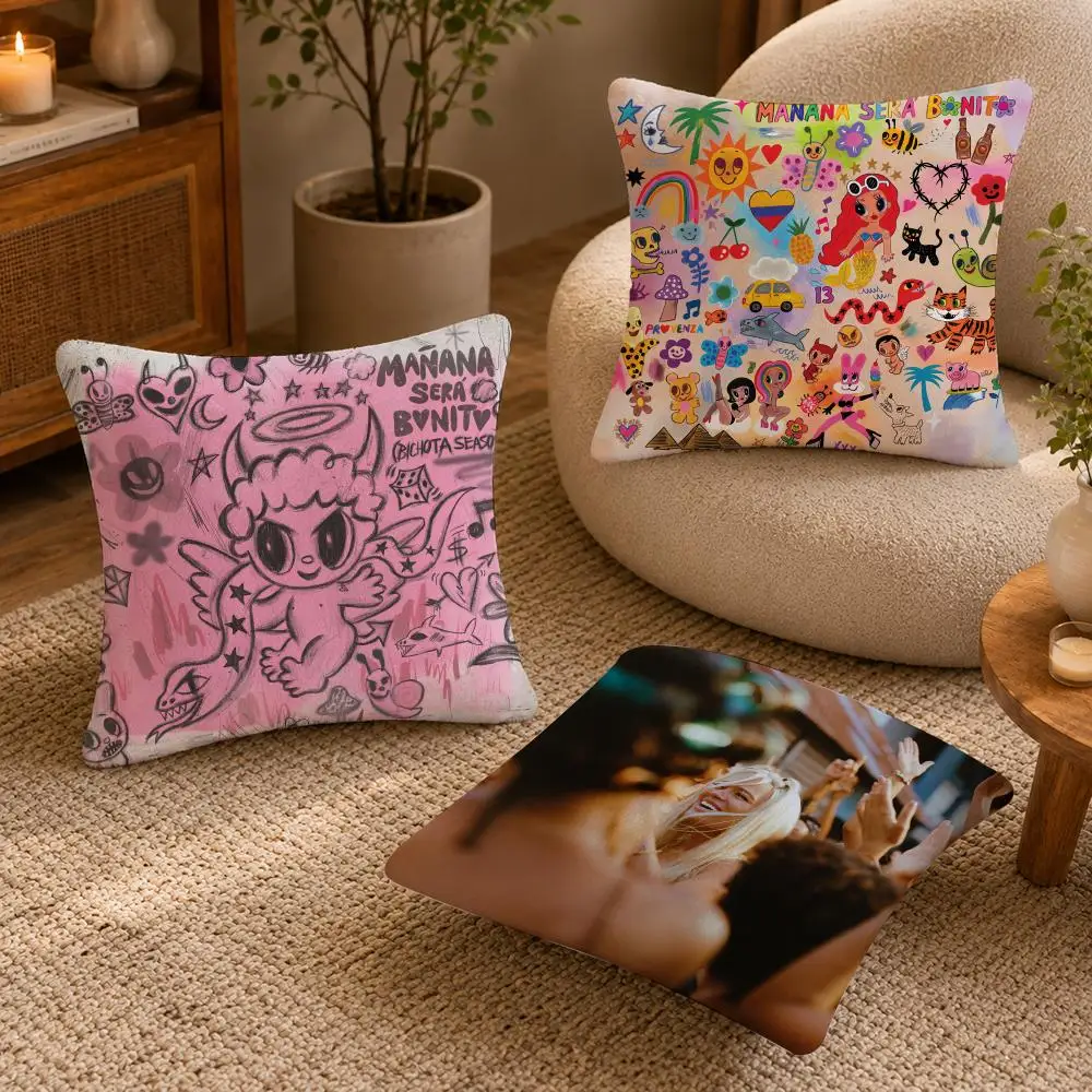 K-Karol G M-Manana Sera Bonito Cushion Cover Soft Short Plush Pillow Case Double Sided Print Washable Sofa Bed Home Decor Gift