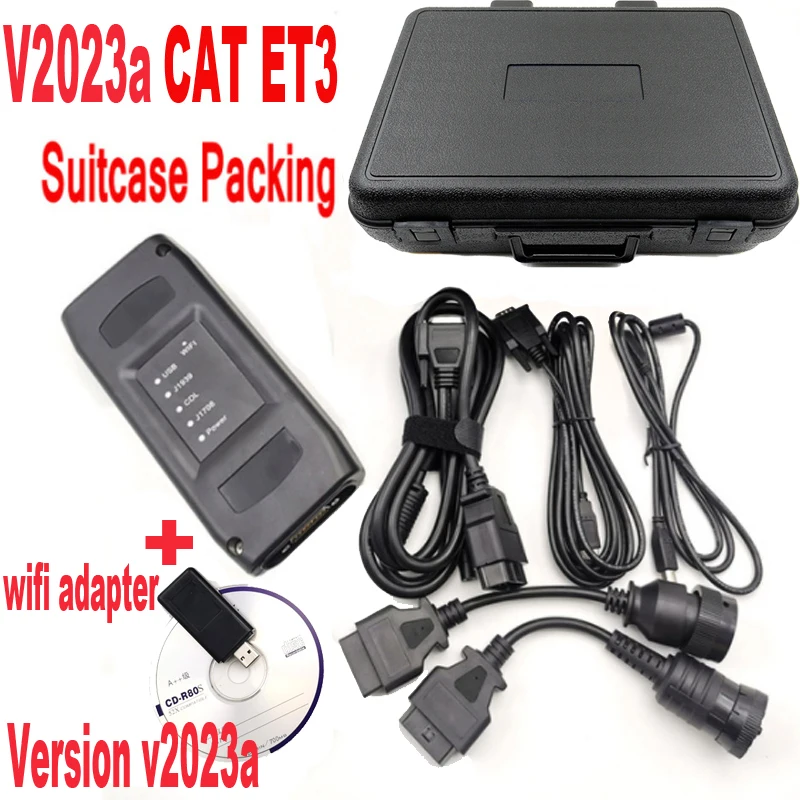 

2023 CAT ET3 Adapter III Truck excavator Diagnostic tool with wifi Connection 9 14pin cables for caterpillar Heavy Duty Scanner