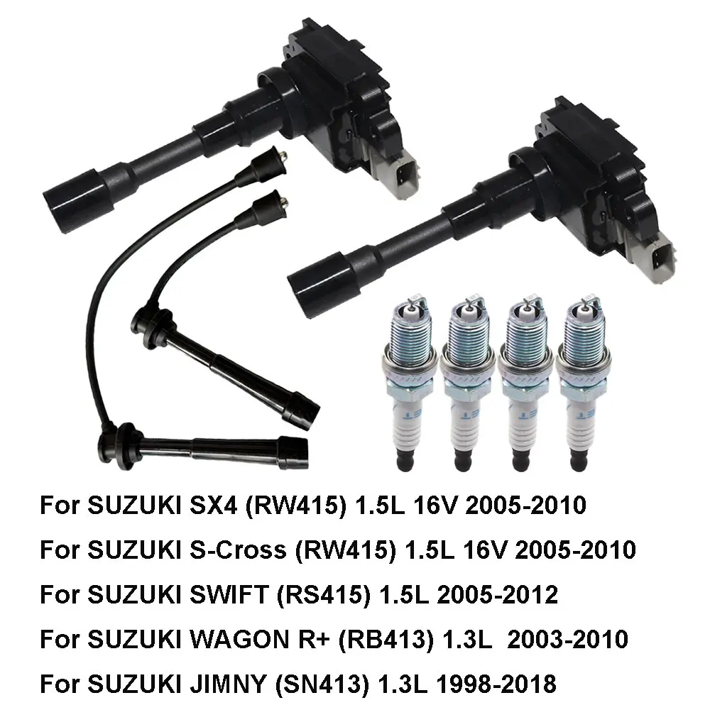 For SUZUKI SWIFT 1.5 M15A M13A 2010 2009 2008 2007 2006 2005 SX4 RW415 JIMNY JB43 WAGON R Ignition Coil Spark Plug Cable Kit
