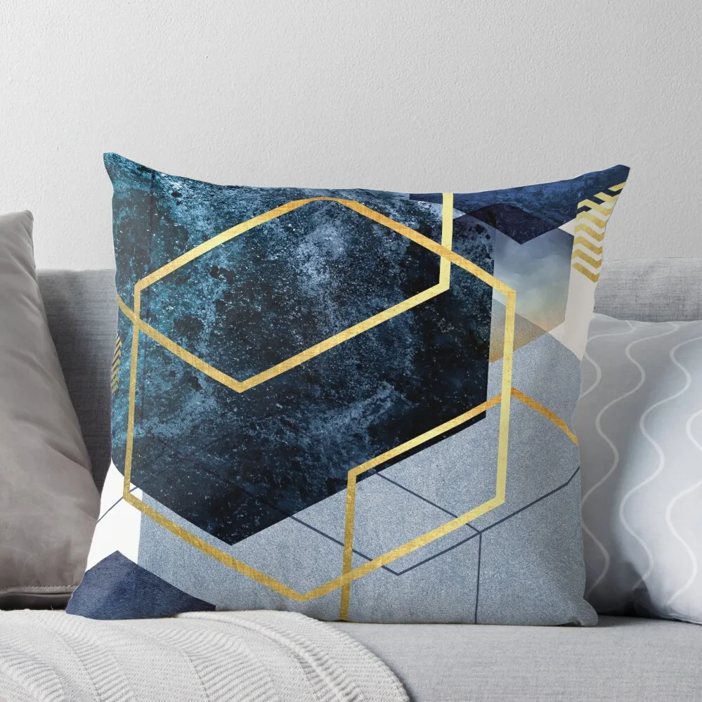 

Navy and Gold Geo Throw Pillow home decor items Rectangular Cushion Cover