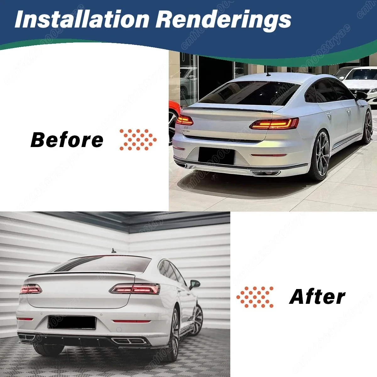 Rear Bumper Lip For Volkswagen Arteon R-Line 2020 2021 2022 2023+ Blade Diffuser Spoiler Body Rear Encirclement Modification Kit