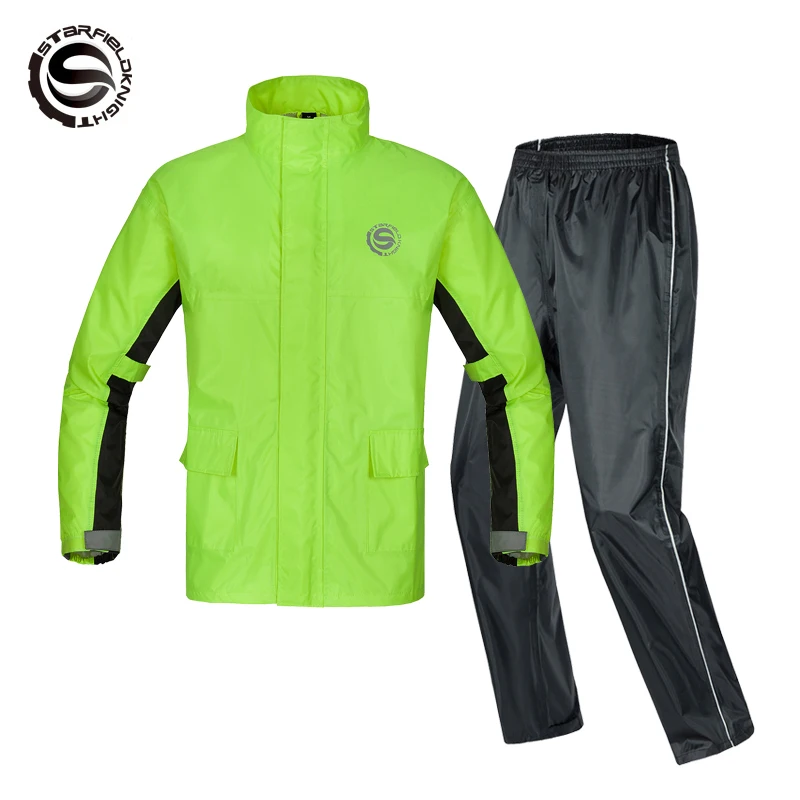 Star Field Knight traje de engranajes para montar en motocicleta verde, ropa para clima lluvioso, conjunto impermeable de tipo dividido para hombres y mujeres