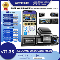 AZDOME Dash Cam M550 4K+2.5K Built-in GPS WiFi Car Dash Camera Front Inside Rear 3 Way IR Night Vision Car DVR Support Rear Cam
