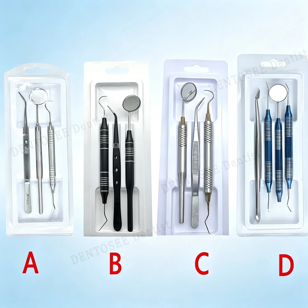 Stainless Steel Dental Cleaning Kit Plaque Remover Scraper Scaler with Mouth Mirror High Temperature Sterilizable Dentist Tools