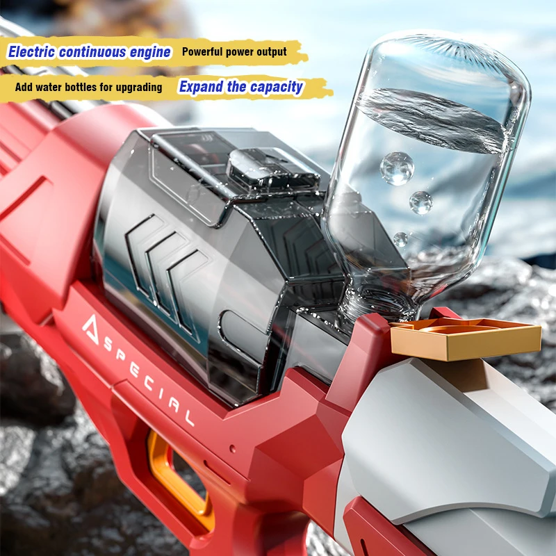 Pistola de agua eléctrica de gran capacidad, juegos de piscina al aire libre para niños, juguete de playa, pistola de agua eléctrica de succión de agua automática con luces