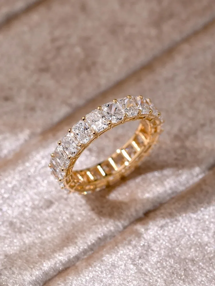 خاتم زفاف ماسي من الذهب عيار 18 قيراط مصنوع من الماس المزروع بألوان DEF تتراوح من 0.2 قيراط إلى 0.5 قيراط خاتم الفرقة الخلود #6