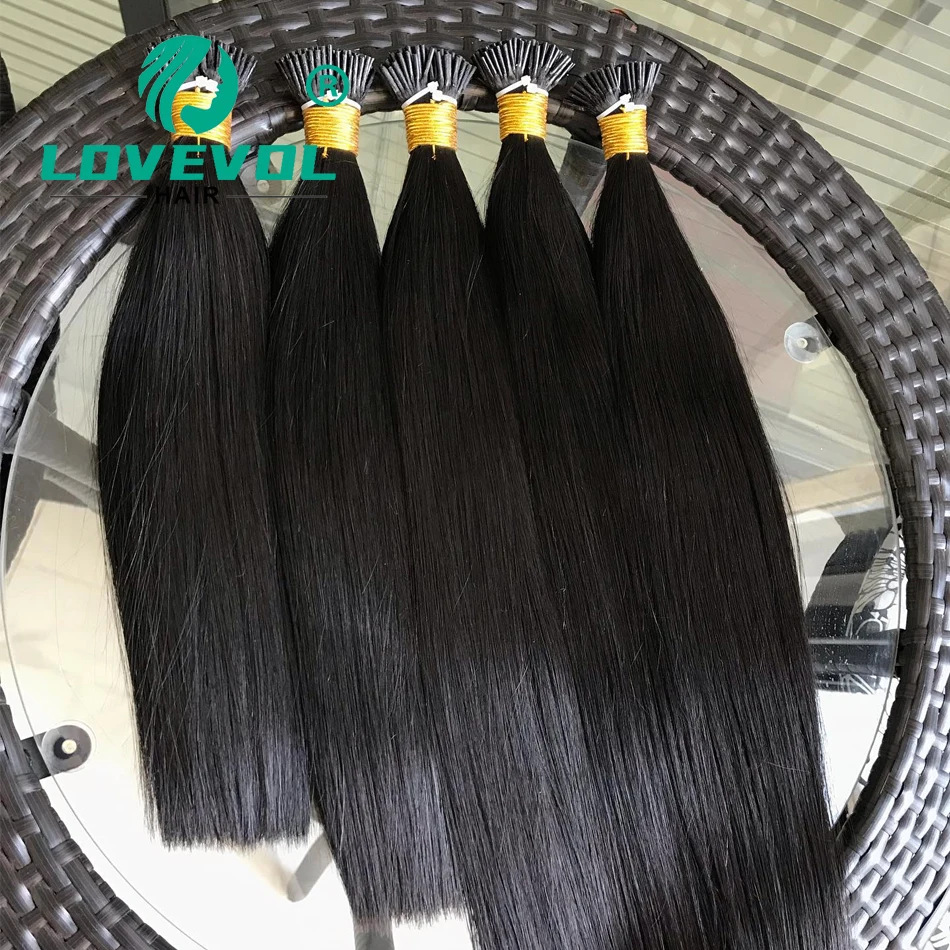 Light Yaki I Tip Extensões de cabelo, cabelo humano Kinky Straight brasileiro, seda pressionada, cabelo de salão, 16 "-26", 0.8g por peça