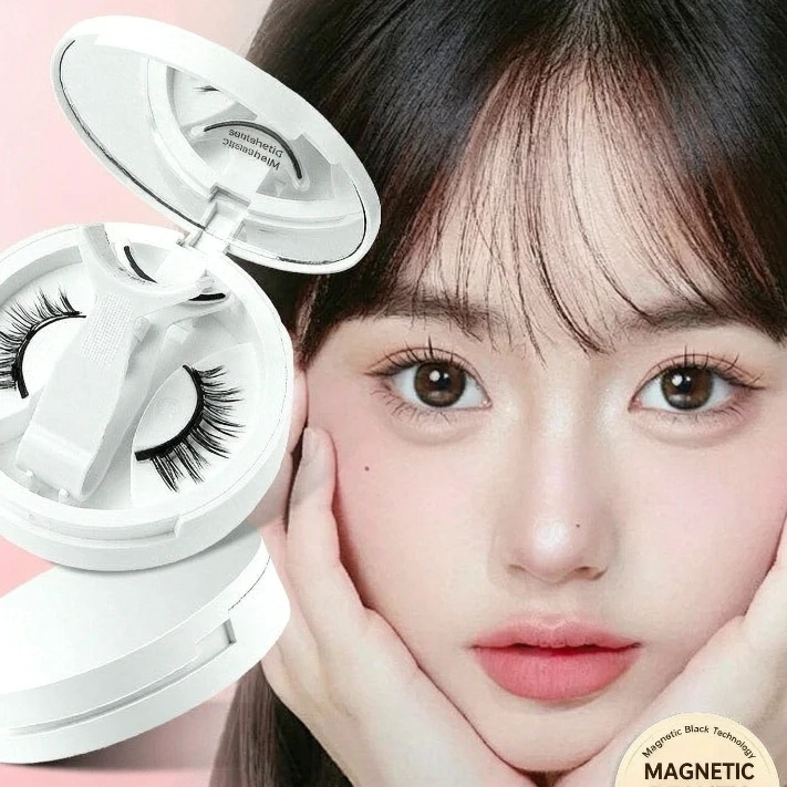 1 Pair 3D Magnetic False Eyelashes Reusable Glue Free Magnet Lashes Easy Apply Soft Magnetic Lashes Kit for Eye Makeup