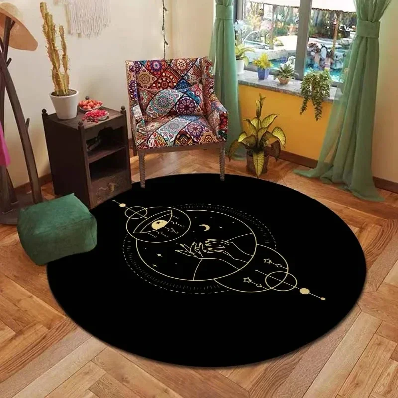 Mysterious Tarot Eyes Print Round Carpet Non-Slip Circle Rug Living Room Table Sofa Floor Mat Bedroom Hanging Basket Chair Mats