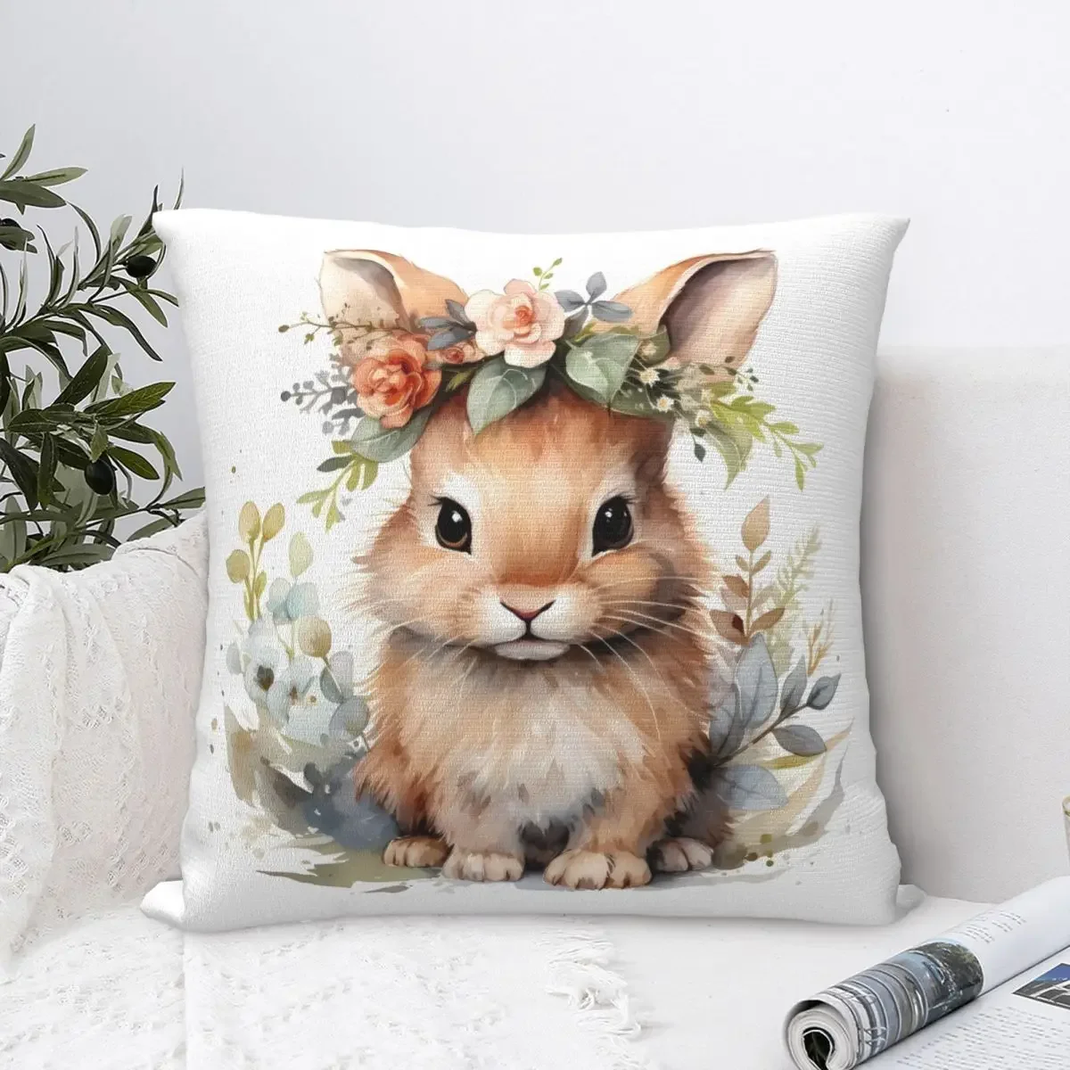 Cute Rabbit Pillow Cover Easter Kawaii Pillow Case For Sofa Home Decorative Cushion Cover Square Pillowcases Birthday Gift