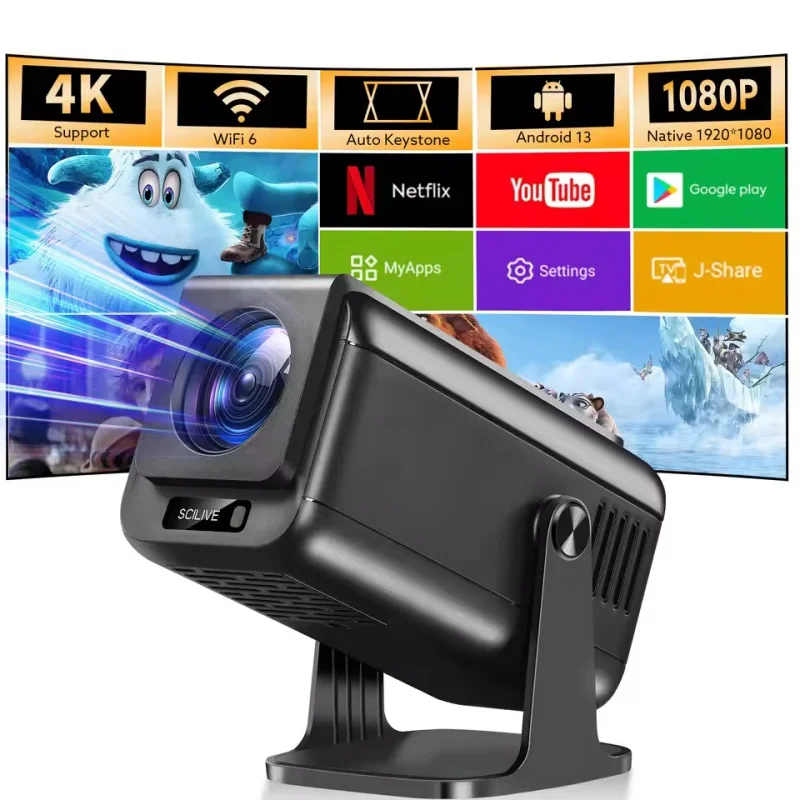 

V1 Mini Portable Projector | 1080P Full HD | 500ANSI | Android 13 | Amlogic 950S | WiFi 5 | BT5.0 | Auto Focus | HDR10