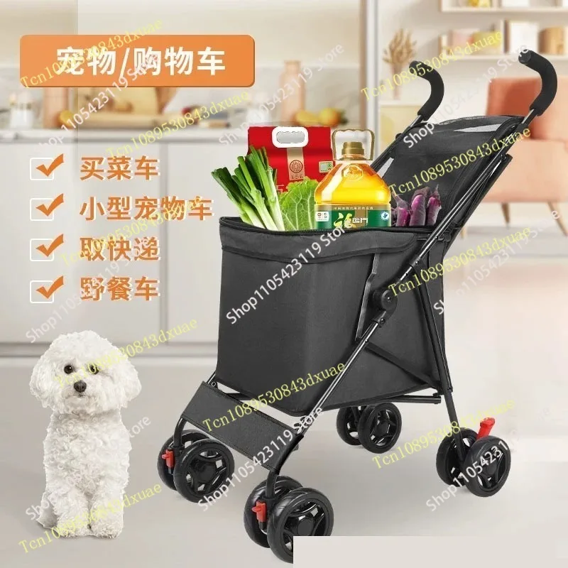 Shopping Cart Light Portable Folding Shopping Cart Trolley Trailer Trolley Camping Stall Pulling Goods Pick Up Express Trolley