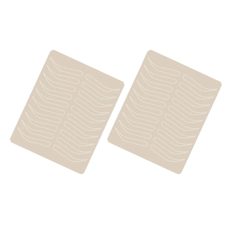 2pcs Ink-free Eyebrow Practice Tattoo Skin Microblading Permanent Makeup Beginner Fake Face Brow Simulation Rubber Brows 2-sided