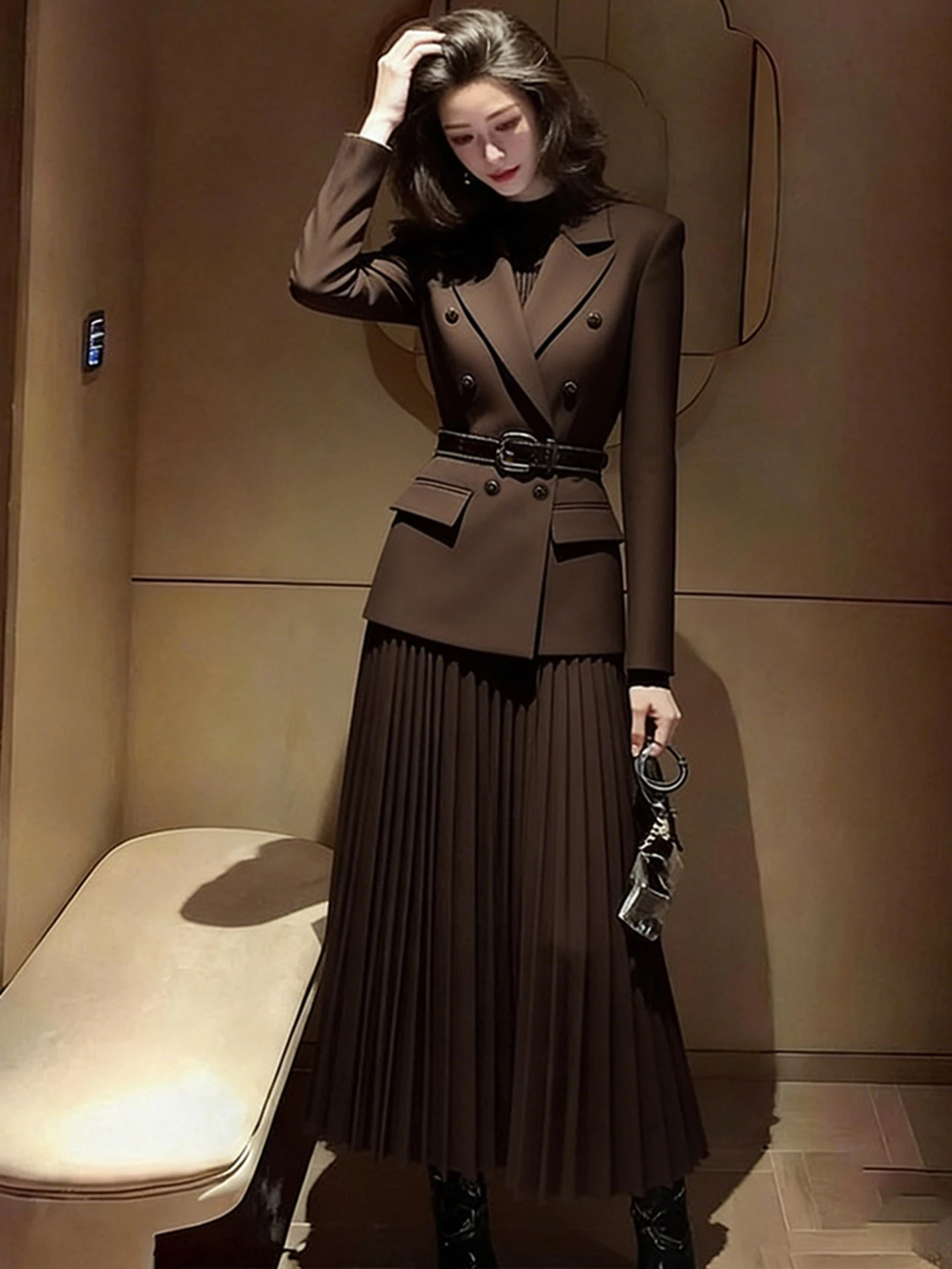 Elegant Professional Suit Set for Women High Waist Skirt And Blouse Spring Fashion Workwear Commute Style Important Occasions
