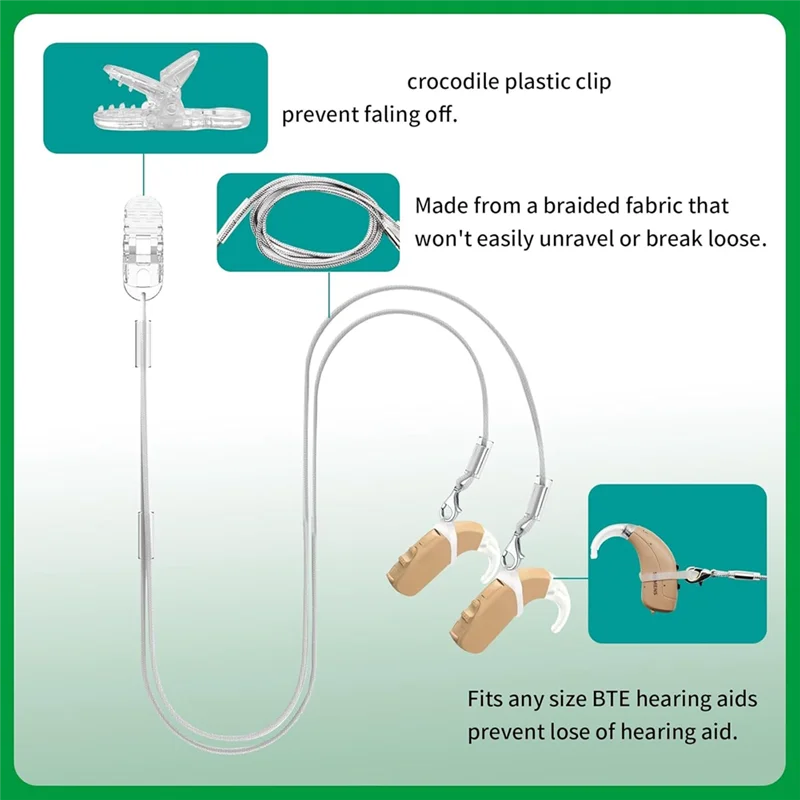 A74E-4PCS مساعدات للسمع كليب حبل مع حلقات ومشبك أمان لخلف الأذن مساعدات للسمع لمكبرات الصوت