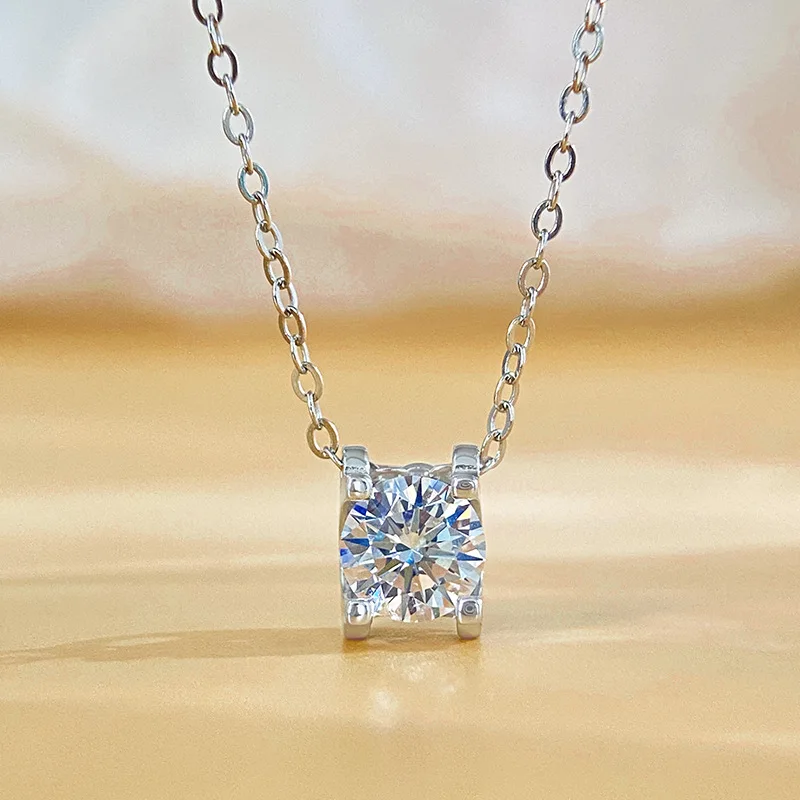 

Ожерелье-подвеска из стерлингового серебра с муассанитом и высококачественным ощущением, изысканная цепочка на ключицу для женщин