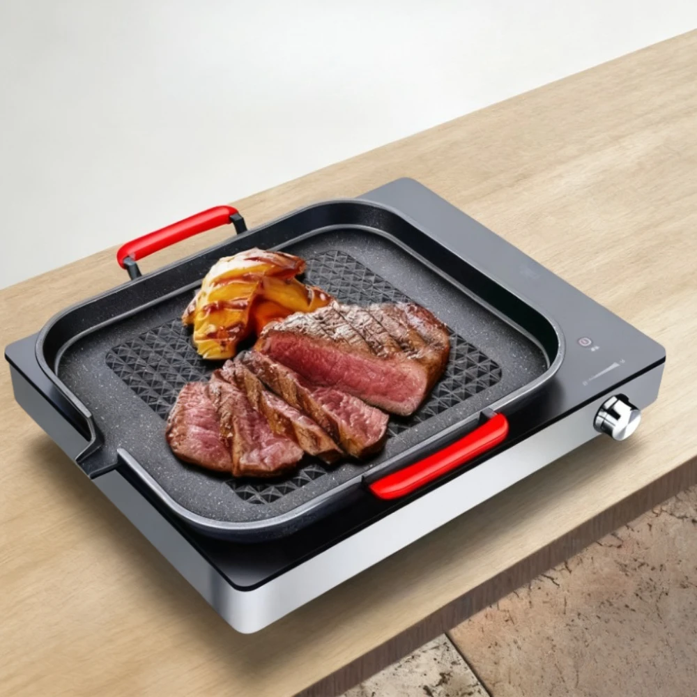 1 قطعة KOSUN الألومنيوم غير لاصقة الشواء مقلاة المقلية ستيك وعاء الكورية شواء صينية مربع صينية شواء لوازم المطبخ الطبخ