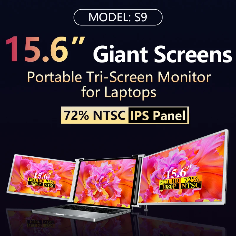 2025 Gaming Series Portable Triple Screen Extender Lcd Ips Panel Usb c for Laptop Compatible 17 Inch with Wins and mac Os