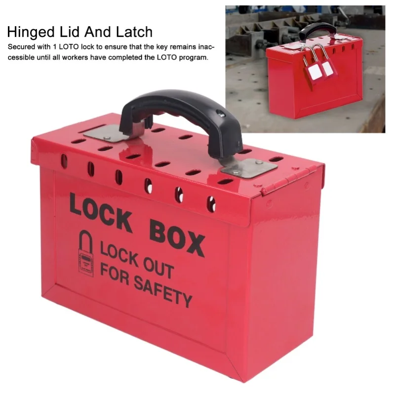 

Портативный бокс для блокировки и маркировки оборудования (Lockout Tagout), 13-го класса прочности, для групповой блокировки и маркировки, соответствующий требованиям OSHA
