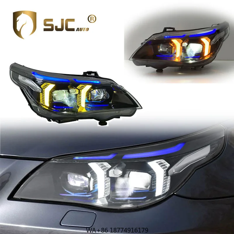

Auto for 5 Series E60 Headlight Assembly 03-10 Modified Snake Eyes Style LED Dual Color Daytime Running Light