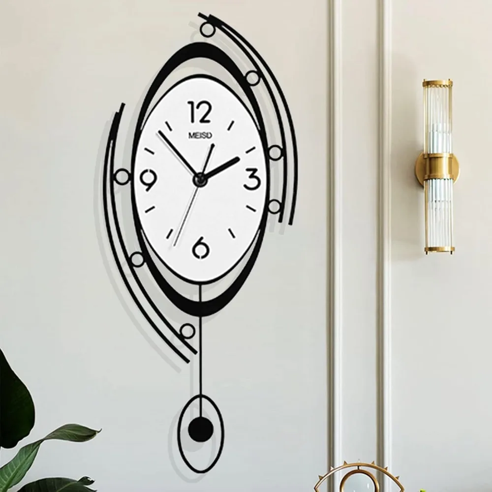 

Clock for Living Room Decor, Pendulum Large Silent Wall Clock for Bedroom Office Kitchen Non Ticking Wall Watch 23 Inch