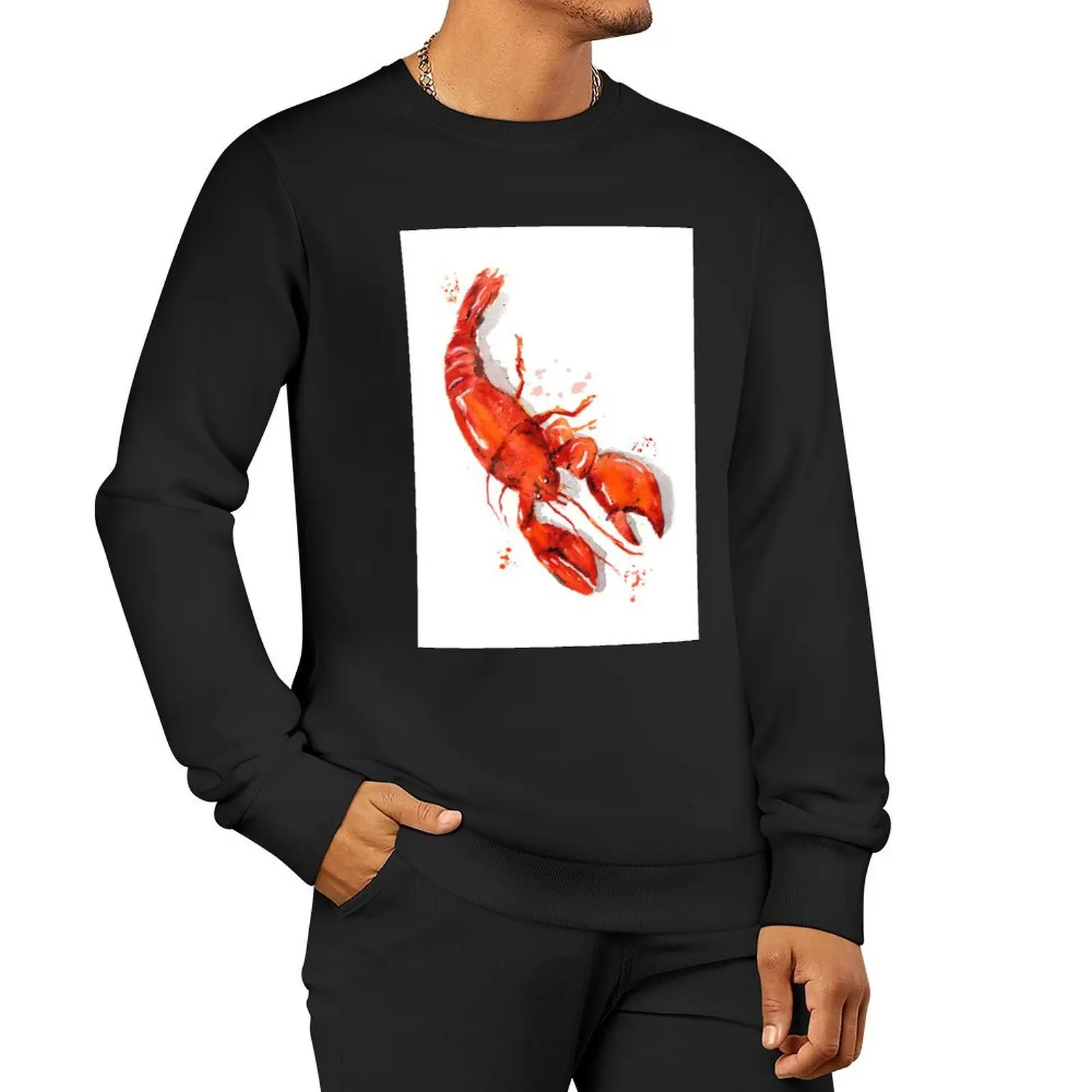 

Lobster Watercolor Pullover Hoodie graphic t shirts men aesthetic sweatshirts