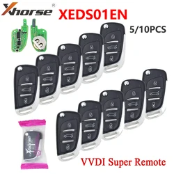 5/10 stücke xhorse xeds01en ds style vvdi super remote 3 tasten mit eingebautem xt27 super chip für vvvdi2/vvdi mini/max key tool