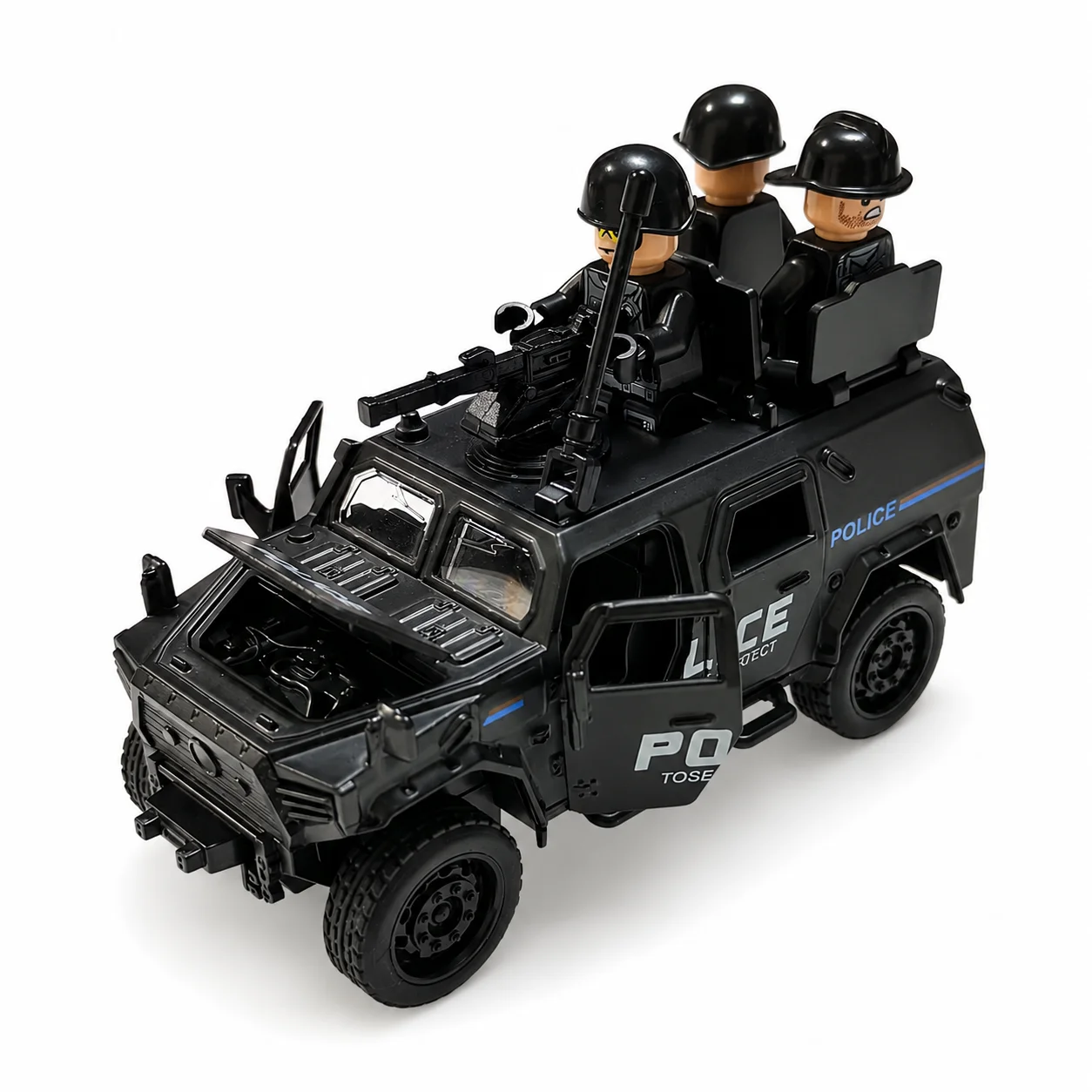 (Corrugated box) 1/36 scale, with a small doll police car style toy car, strong spring mechanism, metal casting,