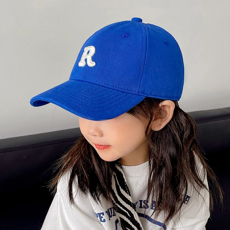 kids Baseball Hat Silid Cotton R Letter Embroidered Baseball Caps toddler Casual Unisex Fashion Outing Sun Hats